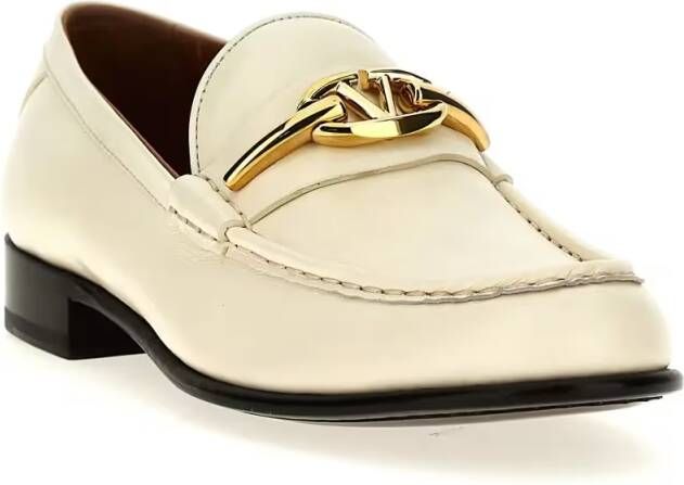 Valentino Garavani Vlogo The Bold Edition Leather Loafers in beige