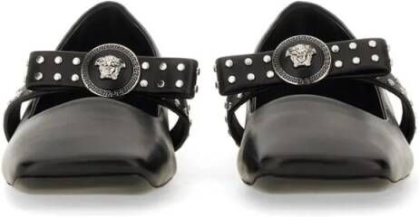 Versace Ballerina "Gianni" Ribbon With Studs in zwart