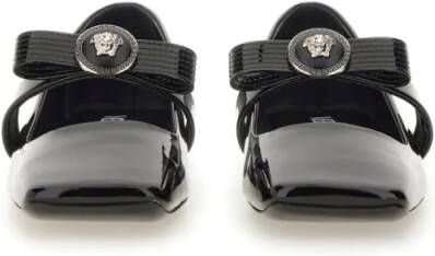 Versace Patent Leather Ballerina "Gianni Ribbon" in zwart