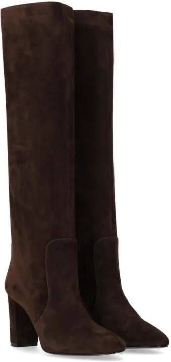 Via Roma 15 Boots Dark Brown Suede Heeled High Boot in bruin