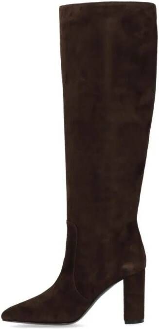 Via Roma 15 Boots Dark Brown Suede Heeled High Boot in bruin