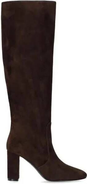 Via Roma 15 Boots Dark Brown Suede Heeled High Boot in bruin