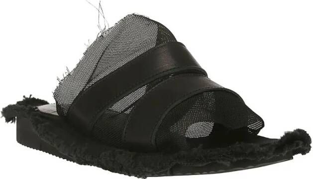 Yohji Yamamoto Sandalen Black Leather And Mesh Sandal in zwart