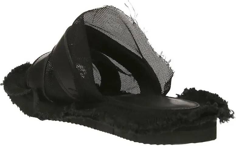 Yohji Yamamoto Sandalen Black Leather And Mesh Sandal in zwart