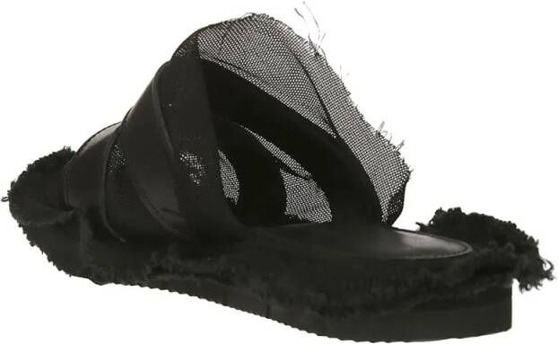 Yohji Yamamoto Sandalen Black Leather And Mesh Sandal in zwart