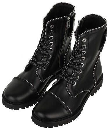 Zadig & Voltaire Boots & laarzen Joe Smooth Cowskin & Studs Pipping in zwart