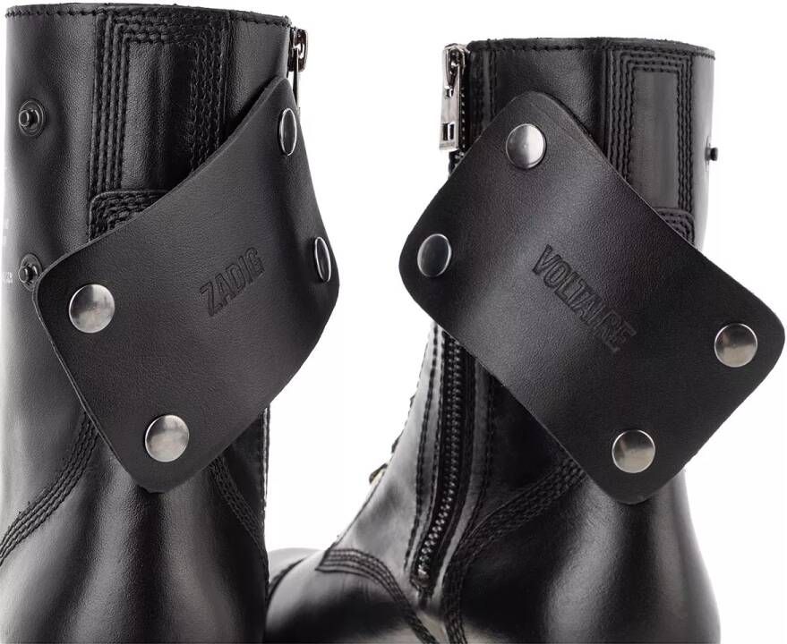 Zadig & Voltaire Boots Joe Smooth Cowskin Side Print in zwart