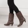 Fendi Boots & laarzen Tronchetto Boots Leather FF in bruin - Thumbnail 1