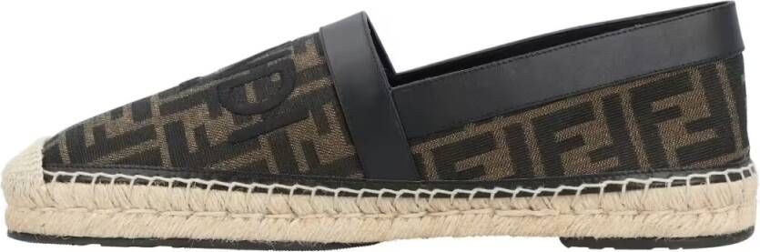Fendi Espadrilles With Jacquard Ff Motif And Leather Acc in bruin