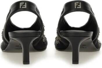 Fendi Hoge hakken Intricate Floral Embroidery Slingback Shoes in zwart