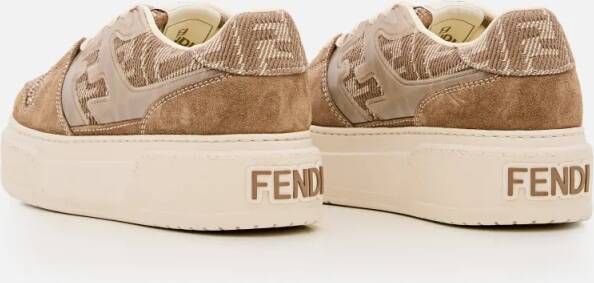 Fendi Low-Top Sneakers Brown Fabric And Denim Blend Sneakers in bruin