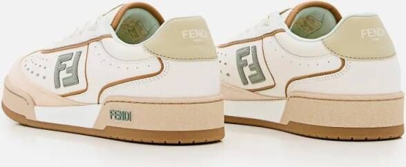 Fendi Low-Top Sneakers Mixed Leather And Denim Sneakers With Embossed Log in wit