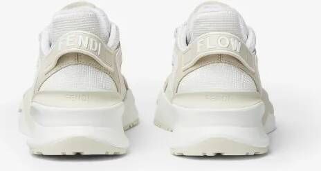 Fendi Low-Top Sneakers Textured And Smooth Neutral Sneakers in wit