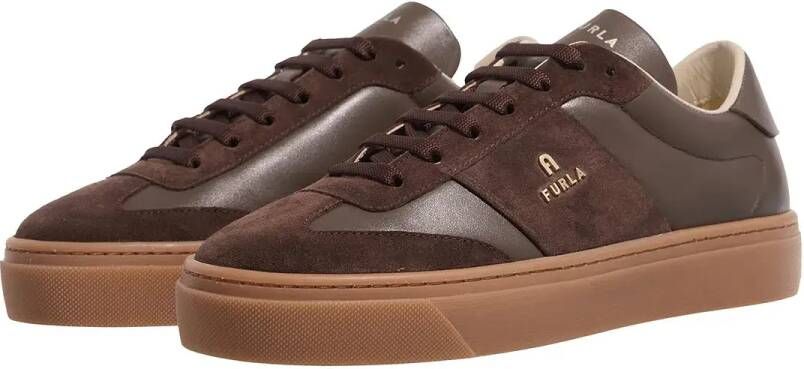 Furla Low-Top Sneakers Vitello Soft+Crosta Sporty in bruin