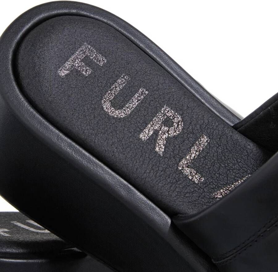 Furla Zwarte leren slippers met rubberen zool Black Dames - Foto 3