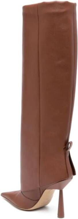 Gia Borghini Boots Brown Eco-Leather Knee-High Boots in bruin