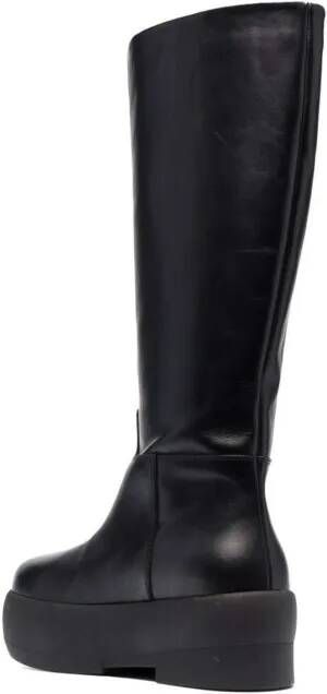 Gia Borghini Boots Black Slip-On Boots With Platform In Smooth Leathe in zwart