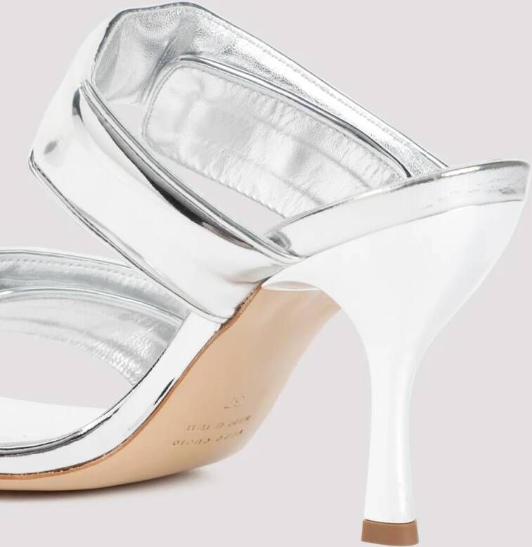Gia Borghini Sandalen Metallic Leather Perni Sandals in staalgrijs