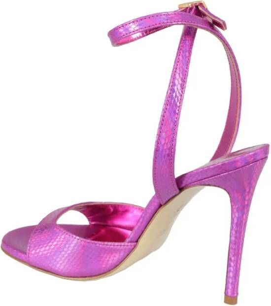Giampaolo Viozzi Sandalen Fuchsia Python Print Sandal With Ankle Strap in roze