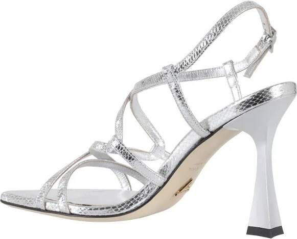 Giampaolo Viozzi Sandalen Mini Viper Metallic Leather Sandal With Woven Desi in zilver