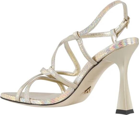 Giampaolo Viozzi Sandalen Mini Viper Metallic Leather Sandals With Woven Des in goud