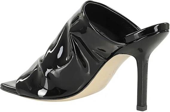 Giampaolo Viozzi Slippers & Mules Vernice Squarish Open-Toe Patent Leather Mules in zwart