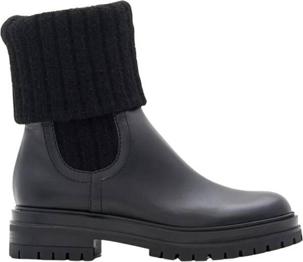 Gianvito Rossi Boots Calf And Knit Ankle Boots in zwart