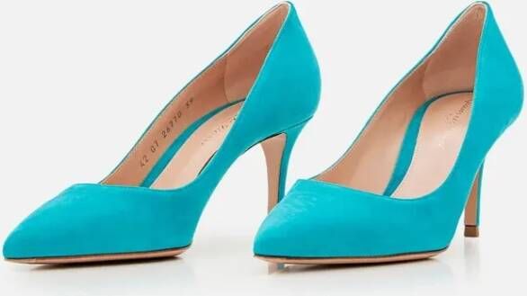 Gianvito Rossi Hoge hakken Turquoise Suede Pumps in blauw