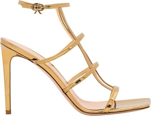 Gianvito Rossi Sandalen Letal Leather Heel Sandals in goud