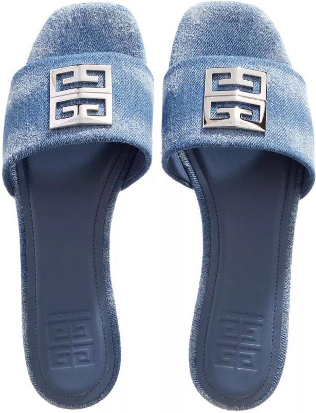 Givenchy Slippers 4G flat Mules washed denim in blauw