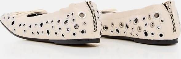 Golden Goose Cream Amy Square Toe Leather Ballet Flats in beige