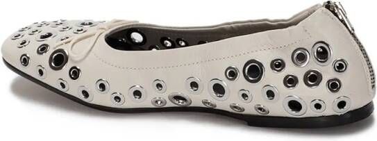 Golden Goose Leather Ballerinas With Eyelets in wit