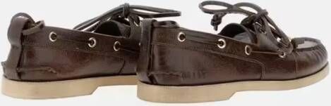 Golden Goose Leather Boat Loafer With Moccasin Toe in bruin