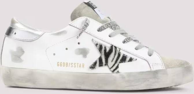 Golden Goose Low-Top Sneakers Distressed Leather Sneakers With Animal Print Acce in wit