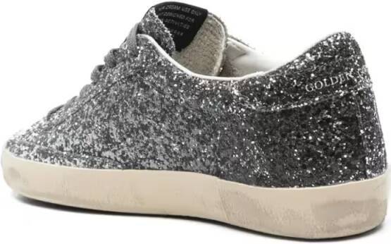 Golden Goose Low-Top Sneakers Glittering Silver-Tone Lace-Up Sneakers With Padde in grijs