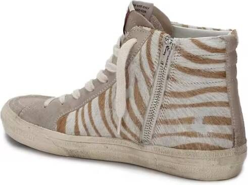 Golden Goose Low-Top Sneakers High-Top Sneakers With Zebra-Print Leather And Sue in beige