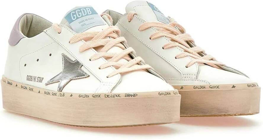Golden Goose Low-Top Sneakers Hi Star White Silver Lillac in poeder roze