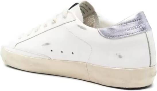 Golden Goose Low-Top Sneakers White Leather Sneakers With Glittery Star And Dist in wit