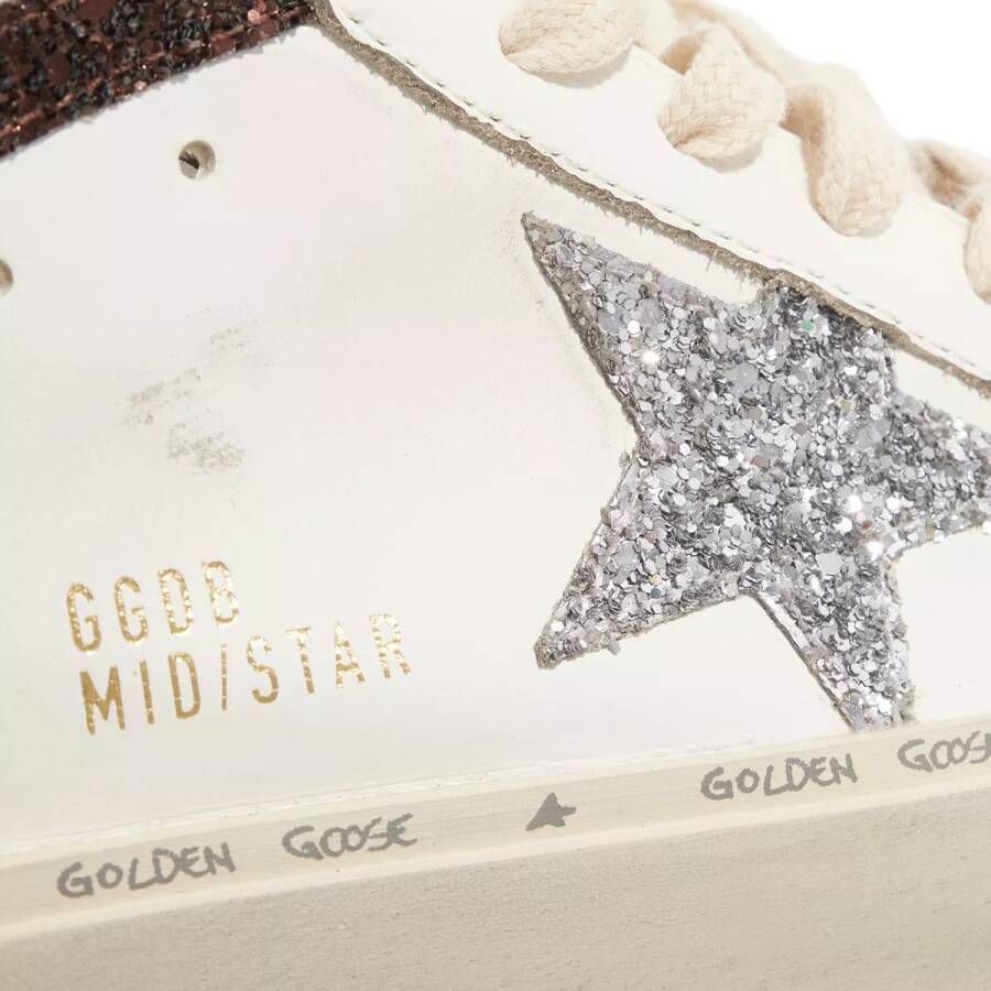 Golden Goose Sneakers Midstar Leather Upper Silver Glitter in wit