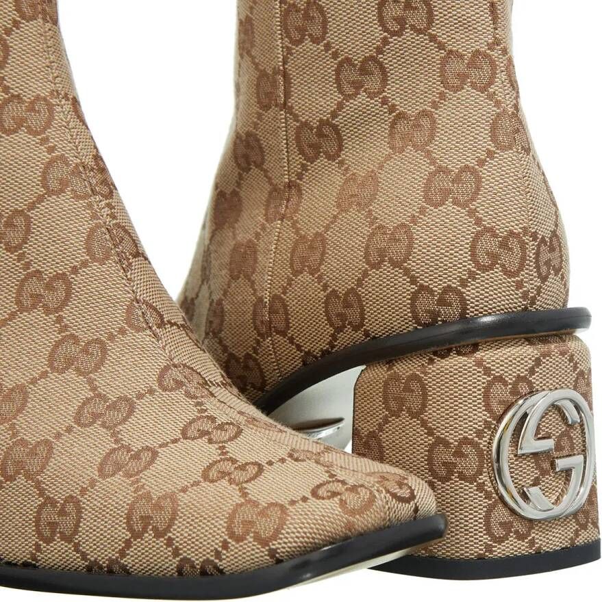 Gucci Enkellaarzen GG Knee-high Boots in beige