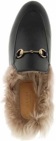 Gucci Loafers & ballerina schoenen Princetown Slipper Horsebit Detail Leather in zwart