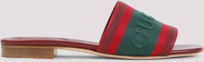 Gucci Sandalen Open-Toe Red Leather Sandals in meerkleurig