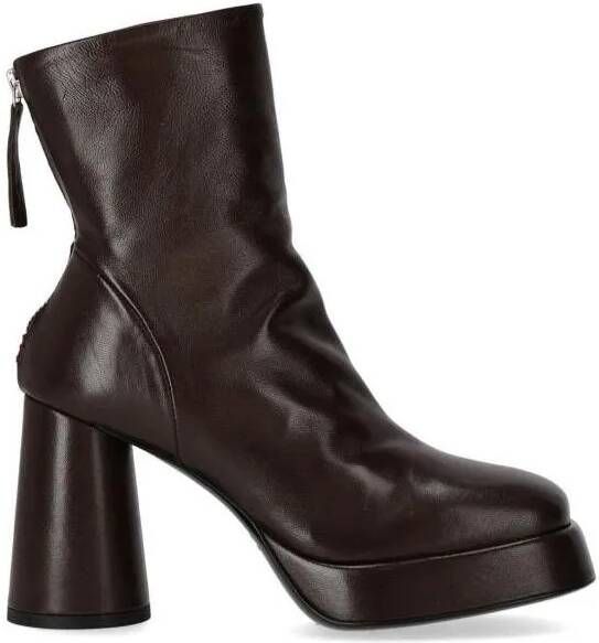 Halmanera Boots Lara Dark Brown Heeled Ankle Boot in zwart