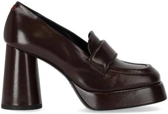 Halmanera Hoge hakken Glaze Dark Brown Heeled Loafer in bruin