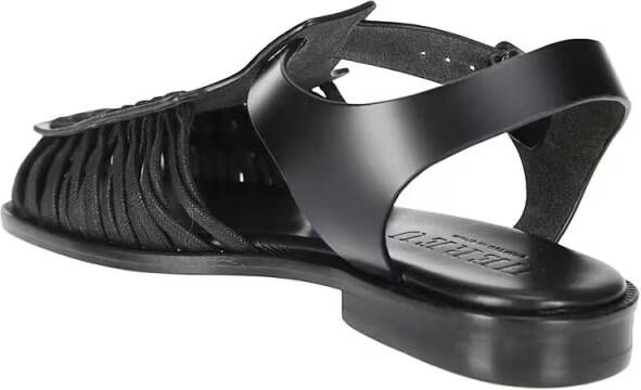 Hereu Sandalen Smooth Grain Leather Cage Design Sandals in zwart
