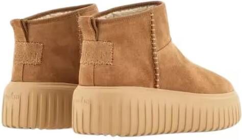 Hogan Boots Camel Suede Ankle Boots With Chunky Sole in bruin