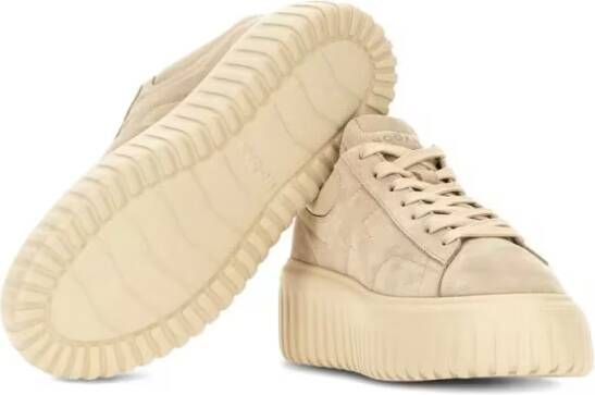 Hogan Low-Top Sneakers Beige Suede Sneakers With Lace-Up Front in beige