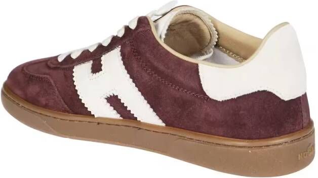 Hogan Low-Top Sneakers Burgundy Suede Low-Top Sneakers With Contrasting L in rood