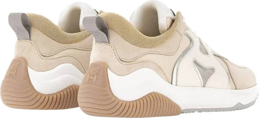Hogan Low-Top Sneakers H597 In Camoscio Panna E Beige in wit