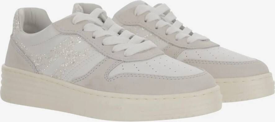 Hogan Low-Top Sneakers Leather Sneakers With Glitter Logo in wit